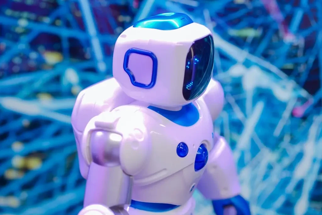 White-blue humanoid robot